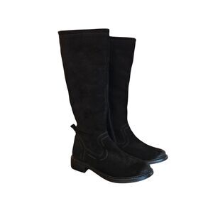Josef‎ Seibel Boots Womens Size 7.5 Black Suede Knee High Side Zip Riding Tall